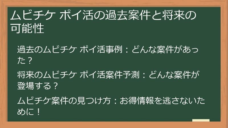 ムビチケ ポイ活の過去案件と将来の可能性
