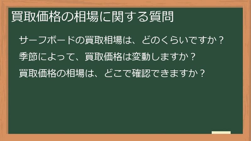 買取価格の相場に関する質問