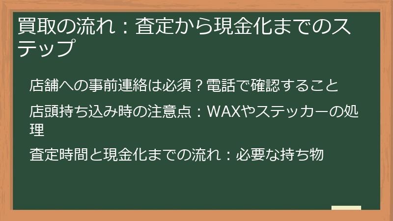買取の流れ：査定から現金化までのステップ