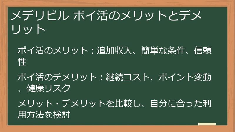 メデリピル ポイ活のメリットとデメリット