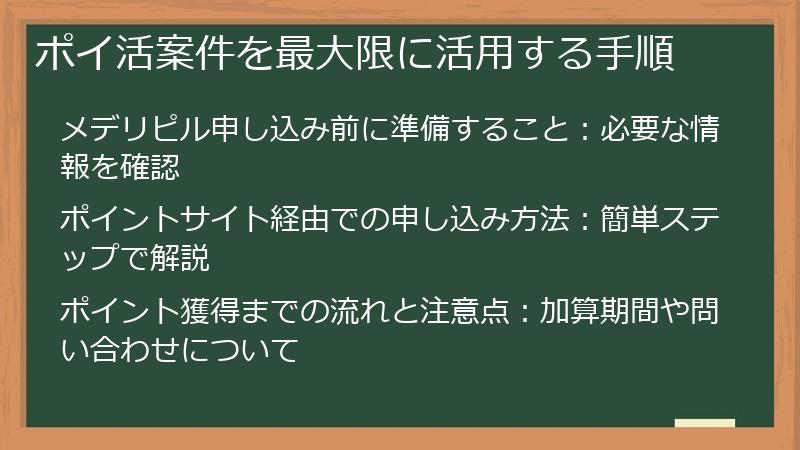 ポイ活案件を最大限に活用する手順