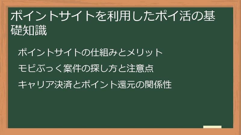 ポイントサイトを利用したポイ活の基礎知識
