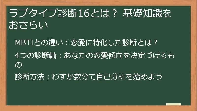ラブタイプ診断16とは？ 基礎知識をおさらい