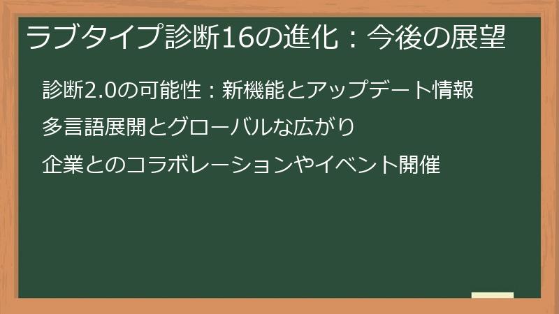 ラブタイプ診断16の進化：今後の展望