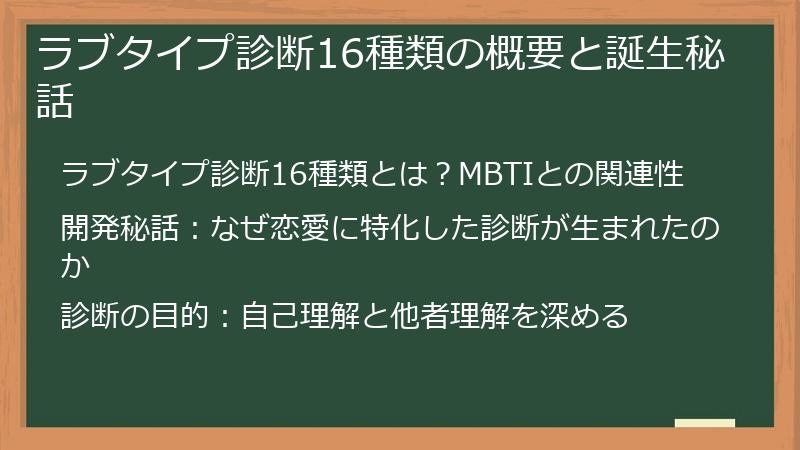 ラブタイプ診断16種類の概要と誕生秘話
