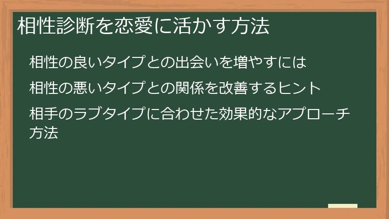 相性診断を恋愛に活かす方法