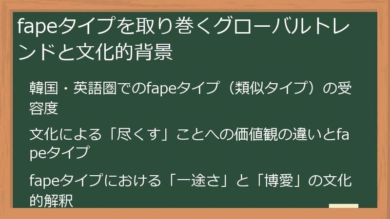 fapeタイプを取り巻くグローバルトレンドと文化的背景