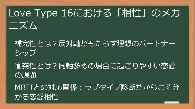 Love Type 16における「相性」のメカニズム