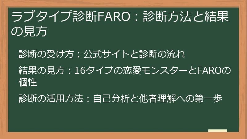 ラブタイプ診断FARO：診断方法と結果の見方