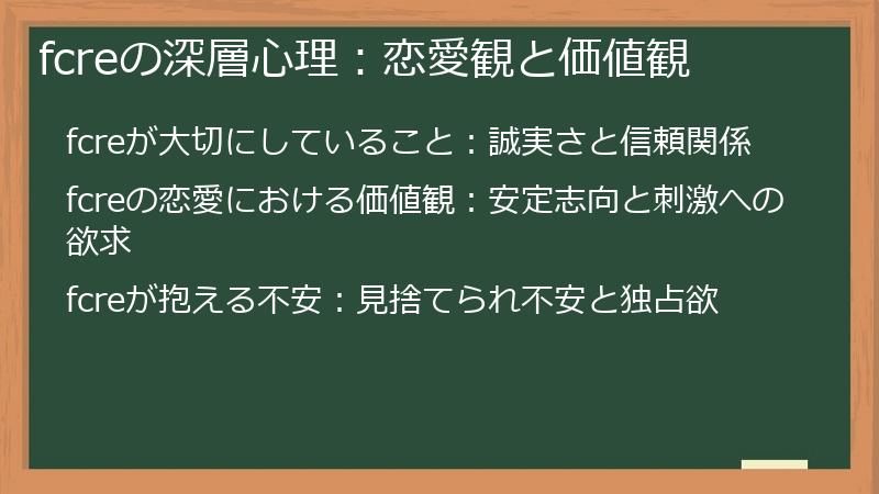 fcreの深層心理：恋愛観と価値観