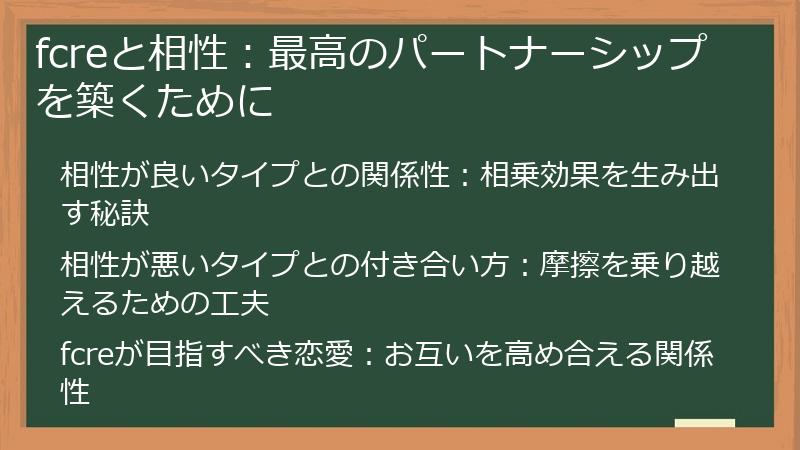 fcreと相性：最高のパートナーシップを築くために