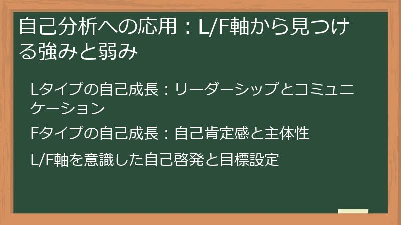 自己分析への応用：L/F軸から見つける強みと弱み