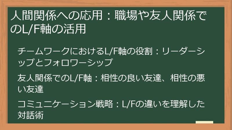 人間関係への応用：職場や友人関係でのL/F軸の活用