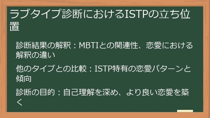 ラブタイプ診断におけるISTPの立ち位置