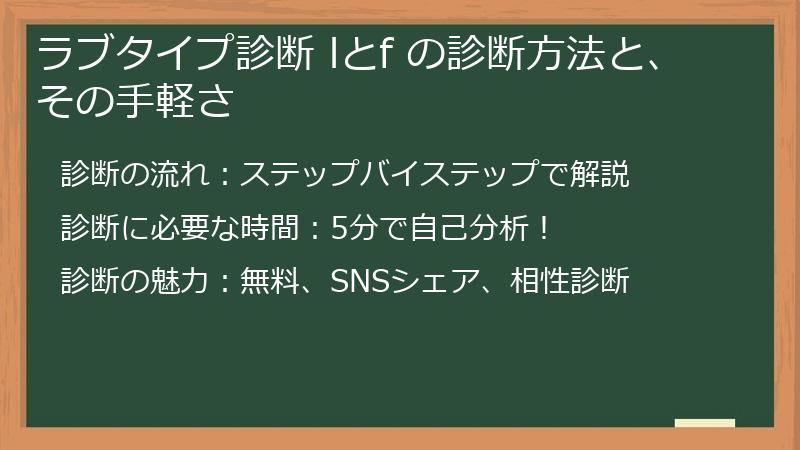ラブタイプ診断 lとf の診断方法と、その手軽さ
