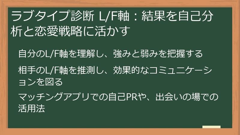 ラブタイプ診断 L/F軸:結果を自己分析と恋愛戦略に活かす