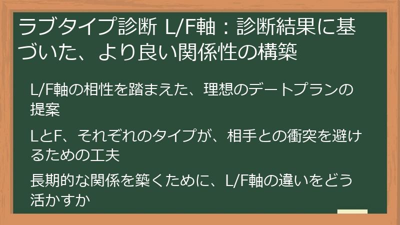 ラブタイプ診断 L/F軸:診断結果に基づいた、より良い関係性の構築