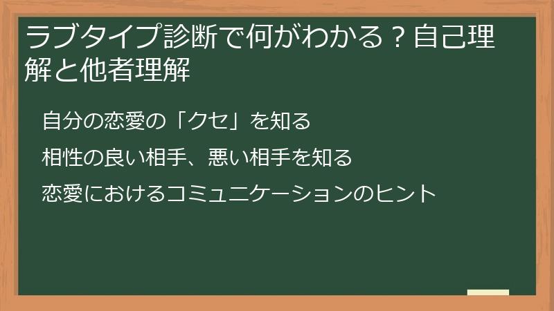 ラブタイプ診断で何がわかる？自己理解と他者理解