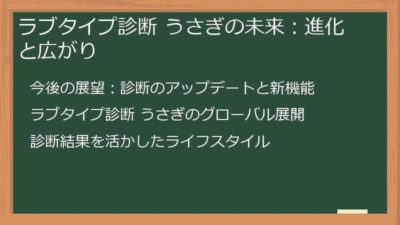 ラブタイプ診断 うさぎの未来：進化と広がり