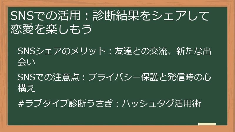 SNSでの活用：診断結果をシェアして恋愛を楽しもう