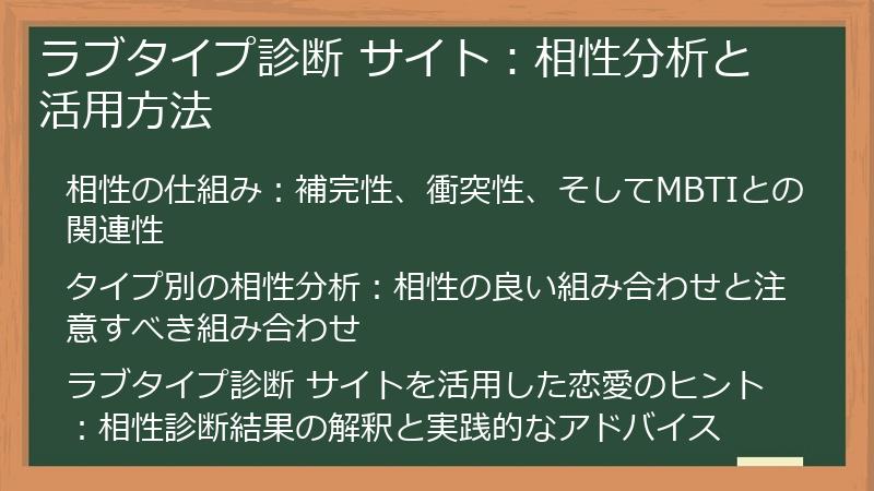 ラブタイプ診断 サイト：相性分析と活用方法