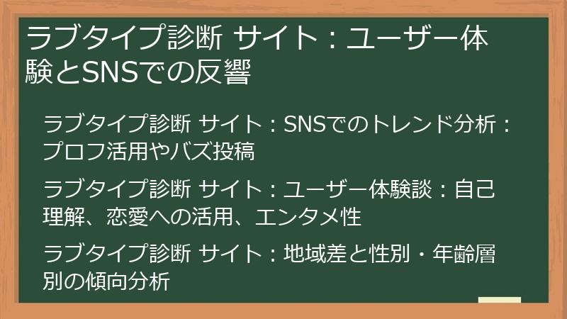 ラブタイプ診断 サイト：ユーザー体験とSNSでの反響