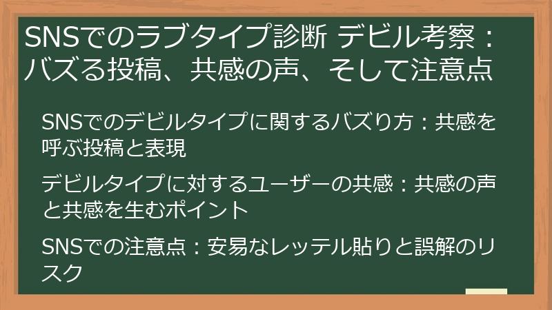 SNSでのラブタイプ診断 デビル考察：バズる投稿、共感の声、そして注意点