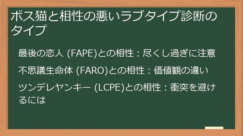 ボス猫と相性の悪いラブタイプ診断のタイプ