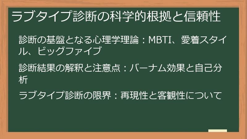 ラブタイプ診断の科学的根拠と信頼性