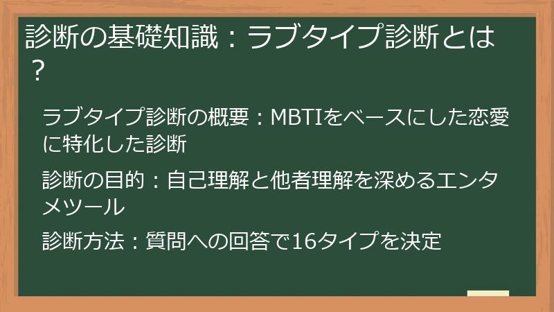 診断の基礎知識：ラブタイプ診断とは？