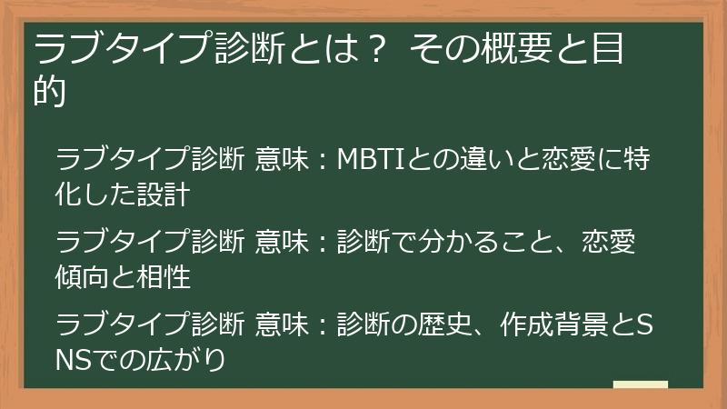 ラブタイプ診断とは？ その概要と目的