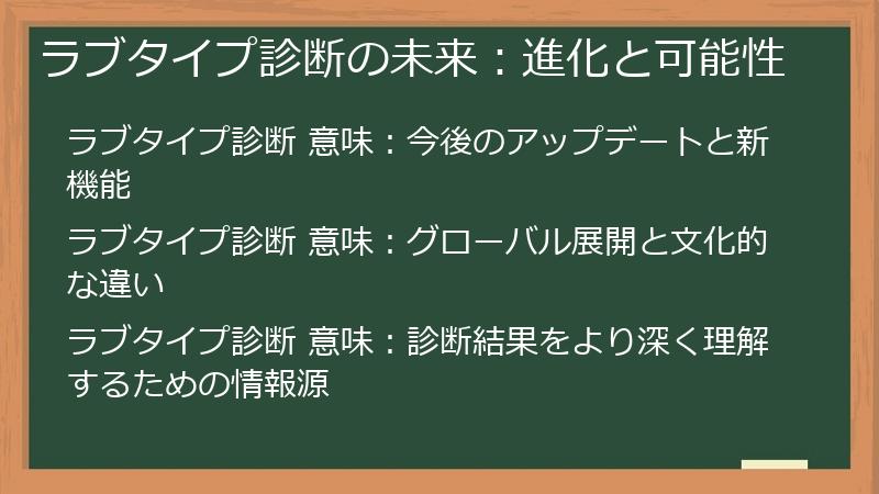 ラブタイプ診断の未来：進化と可能性