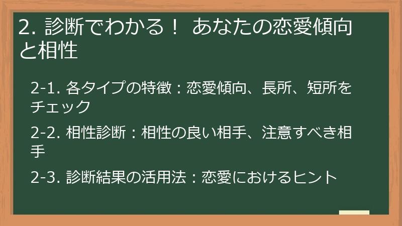 2. 診断でわかる！ あなたの恋愛傾向と相性