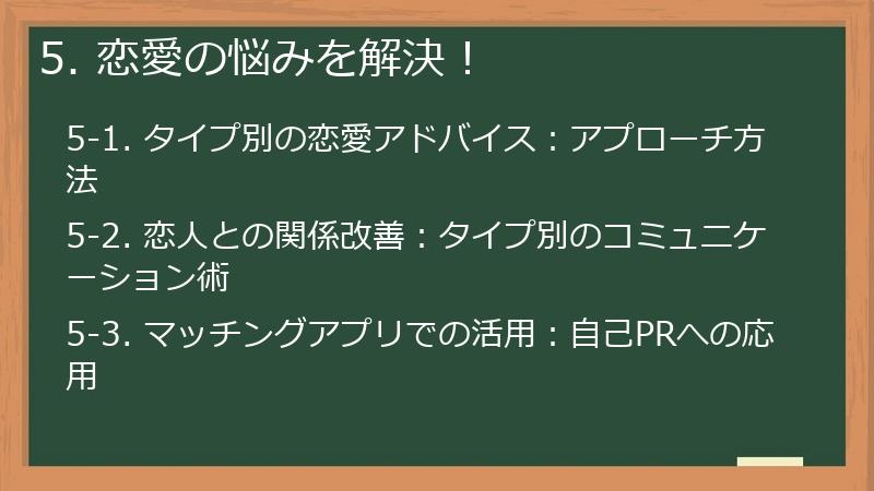 5. 恋愛の悩みを解決！