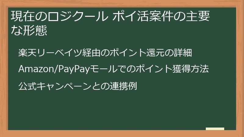 現在のロジクール ポイ活案件の主要な形態