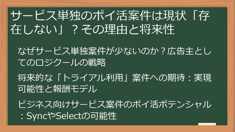 サービス単独のポイ活案件は現状「存在しない」？その理由と将来性