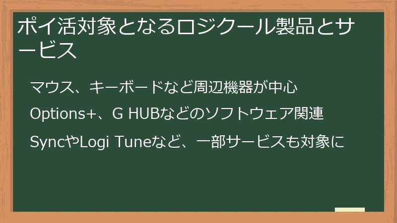 ポイ活対象となるロジクール製品とサービス