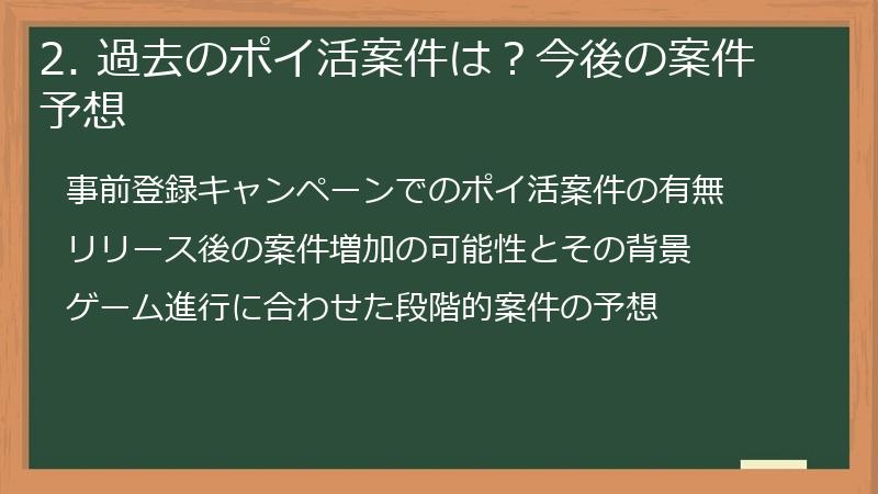 2. 過去のポイ活案件は？今後の案件予想