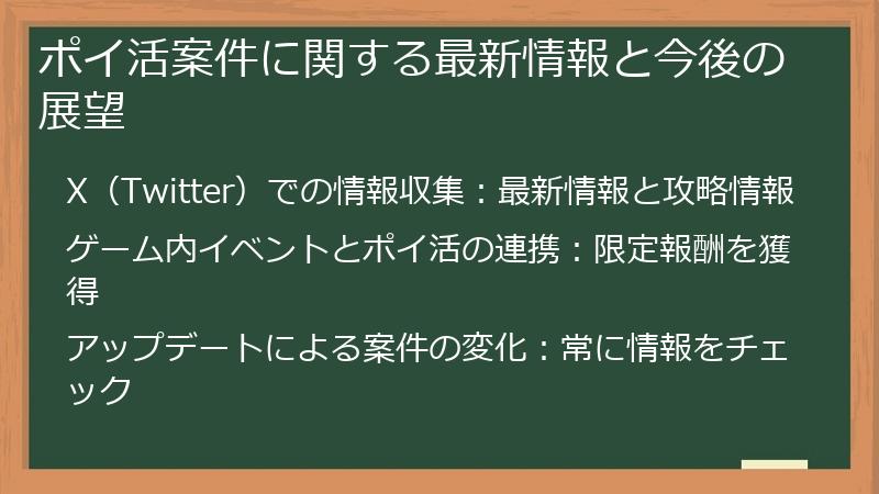ポイ活案件に関する最新情報と今後の展望