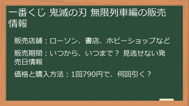 一番くじ 鬼滅の刃 無限列車編の販売情報