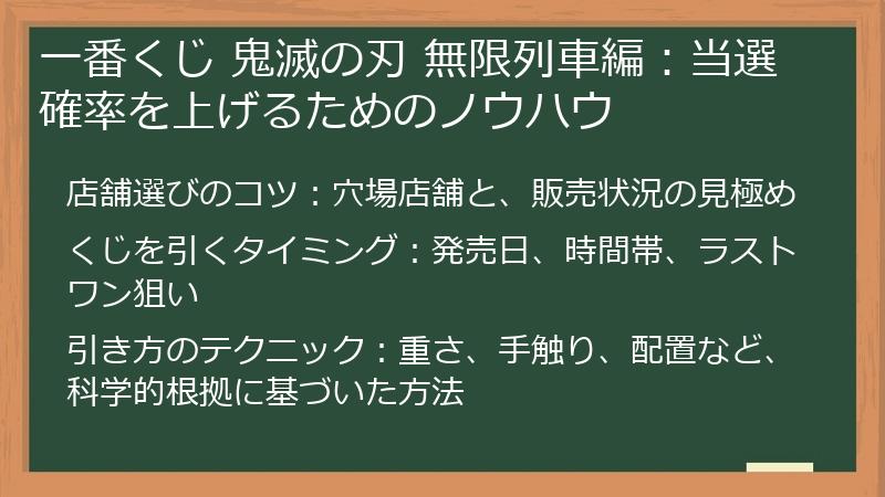 一番くじ 鬼滅の刃 無限列車編:当選確率を上げるためのノウハウ