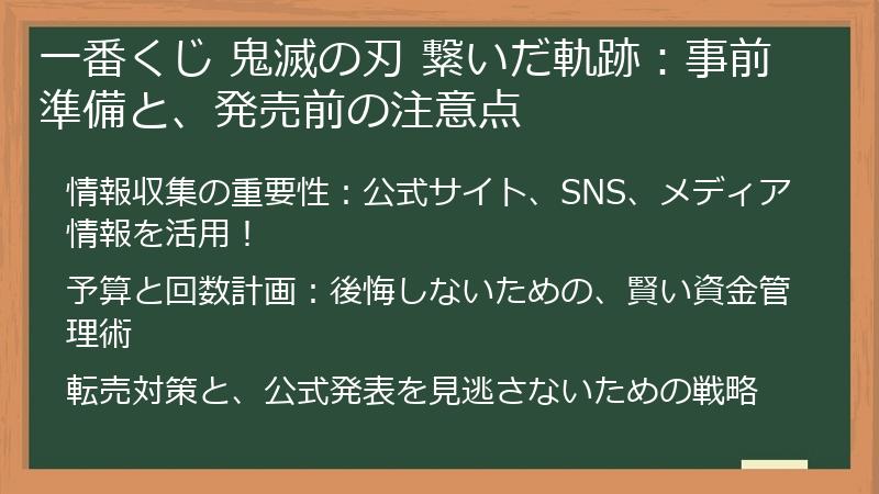 一番くじ 鬼滅の刃 繋いだ軌跡：事前準備と、発売前の注意点