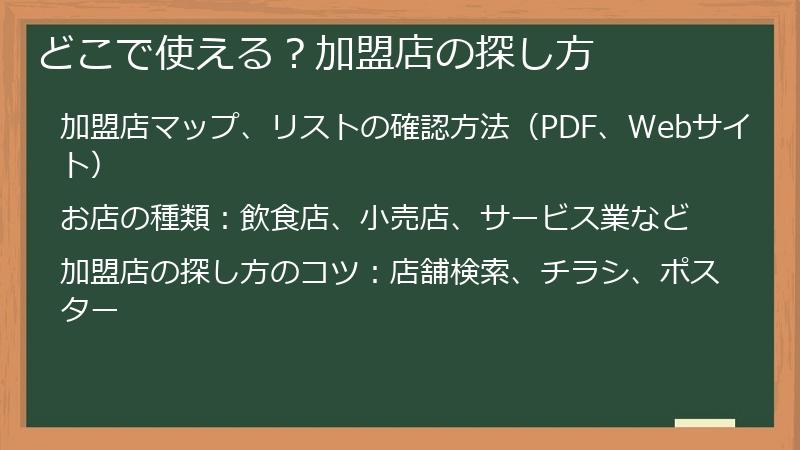 どこで使える?加盟店の探し方