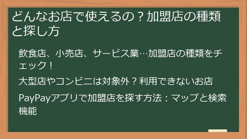 どんなお店で使えるの？加盟店の種類と探し方
