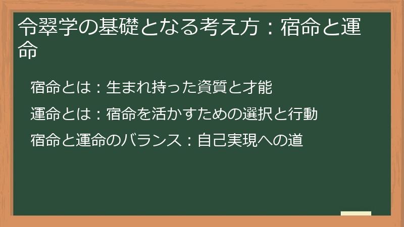 令翠学の基礎となる考え方：宿命と運命