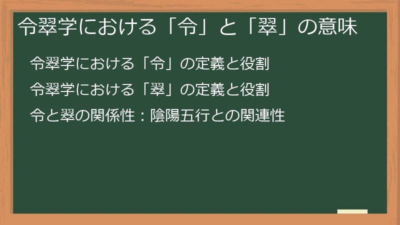 令翠学における「令」と「翠」の意味