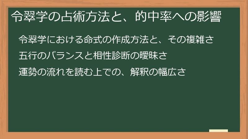 令翠学の占術方法と、的中率への影響
