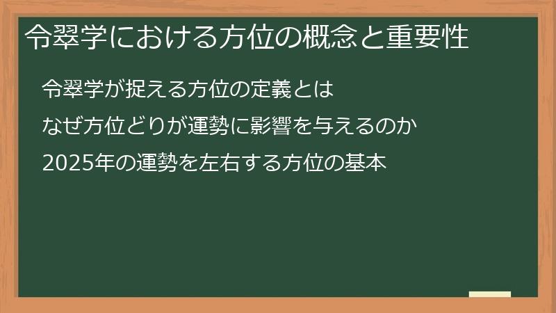 令翠学における方位の概念と重要性