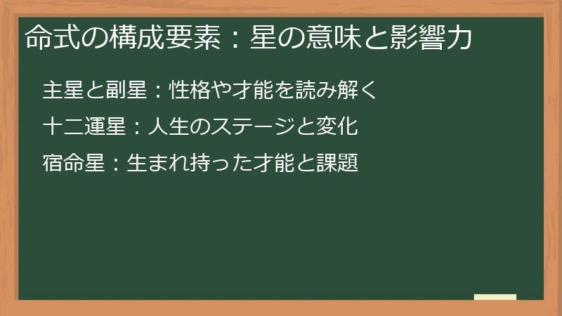 命式の構成要素：星の意味と影響力
