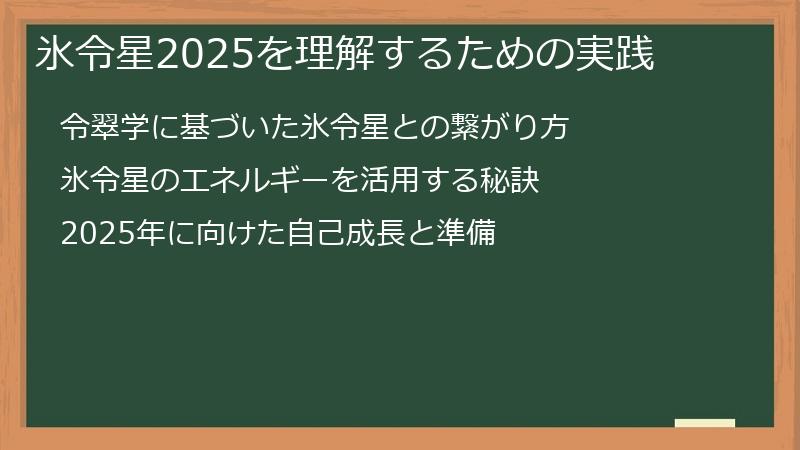 氷令星2025を理解するための実践
